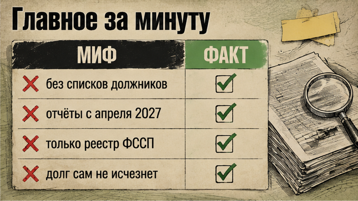 Сравнение: мифы про списки должников у приставов и реальные сроки отчётности
