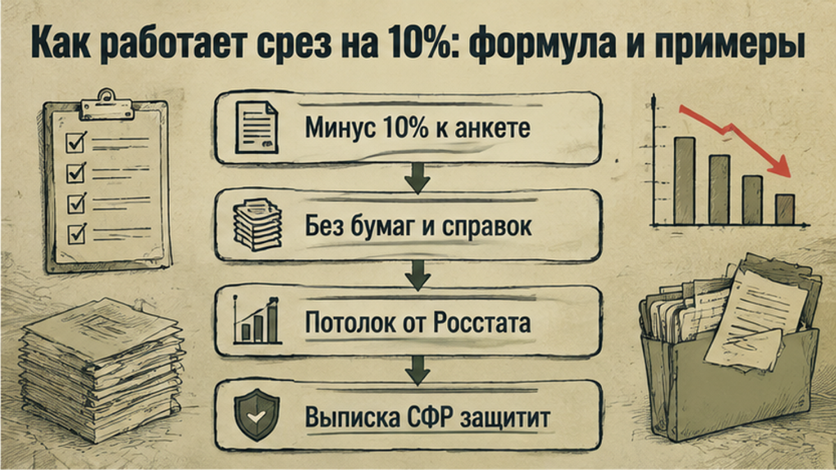 Схема: формула среза 10% к доходу из анкеты после регионального потолка