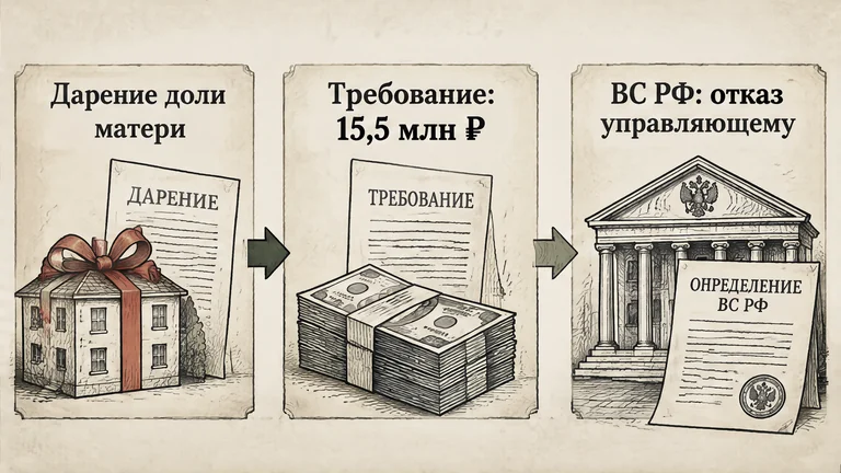 В споре о подаренной доле управляющий требовал 15,5 млн рублей; Верховный суд отказал в требовании