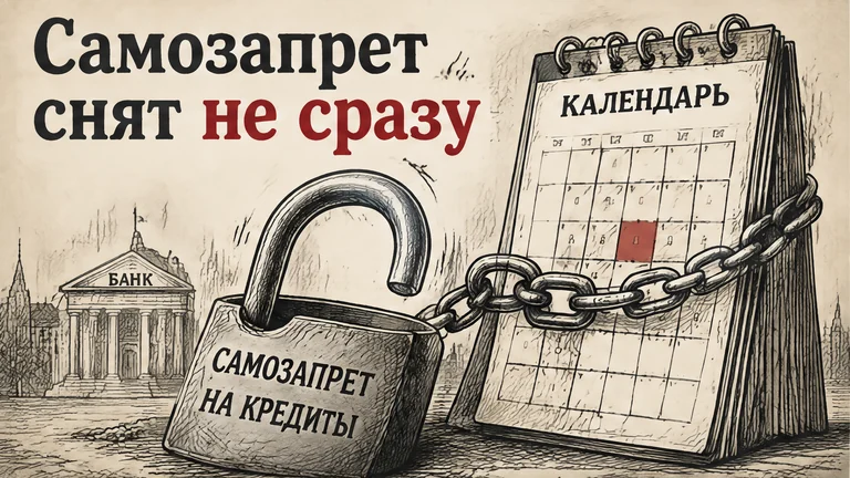 Снятый замок и календарь ожидания после записи в кредитной истории