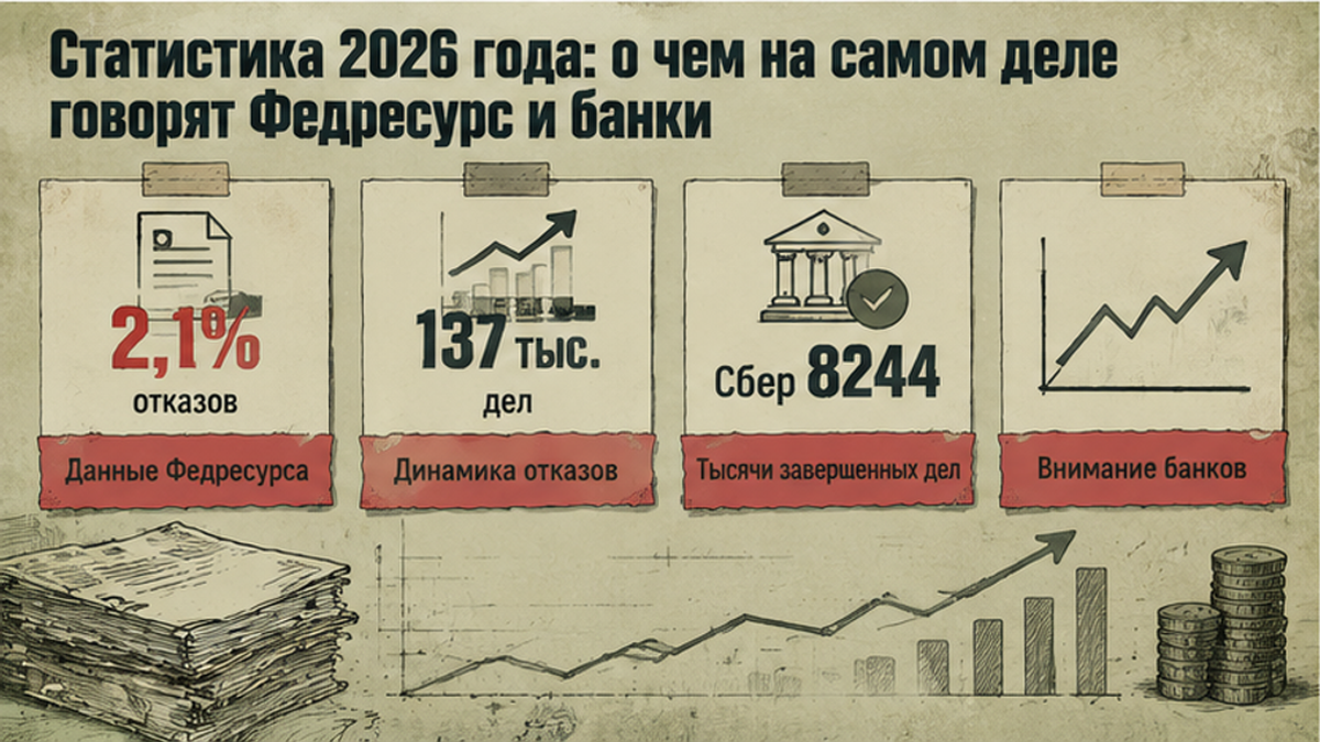 Цифры Федресурса и банков: доля отказов в списании в 2026 году
